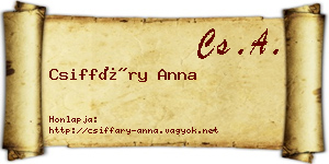 Csiffáry Anna névjegykártya